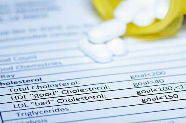 Fiche médicale résultat analyse sanguine avec mention cholestérol HDL et LDL